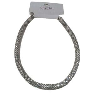 NWT Crystal Avenue Silver Mesh Rhinestone Statement Necklace